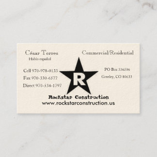 ROCKSTAR Logo, Rockstar Construction, Eric Andr... Business Card