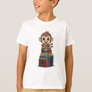 Rockstar Monkey Guitar Musician Kids T-Shirt