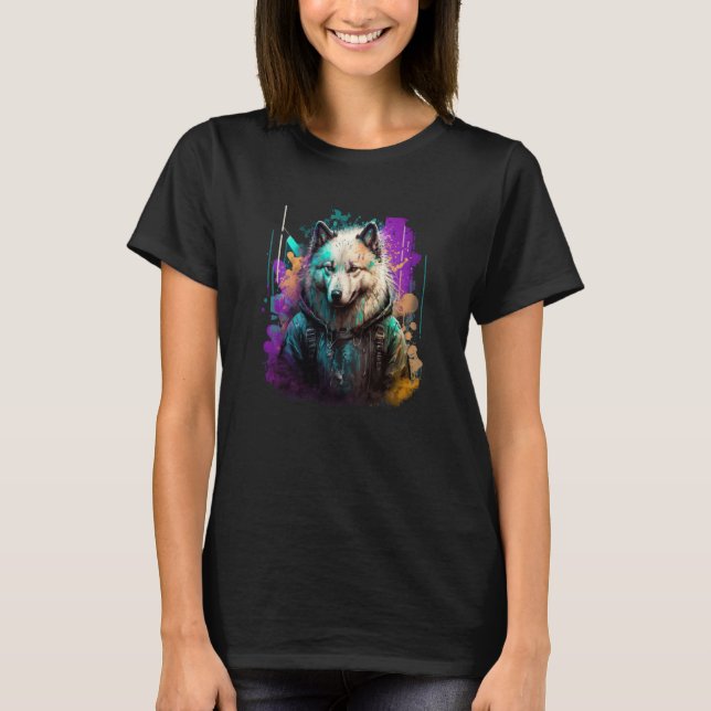 Rockstar portrait Samoyed T-Shirt (Front)