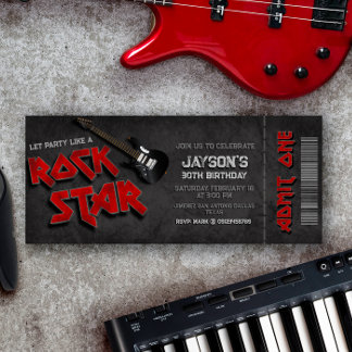 Rockstar - Rock and Roll ticket Invitation