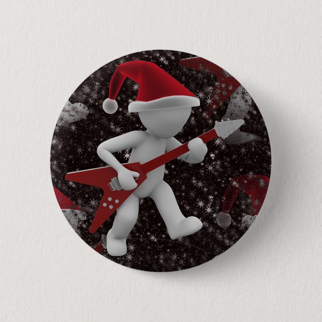 rockstar santa 2 inch round button (Front)