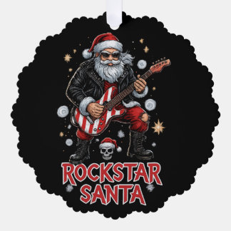 Rockstar Santa Paper Ornament