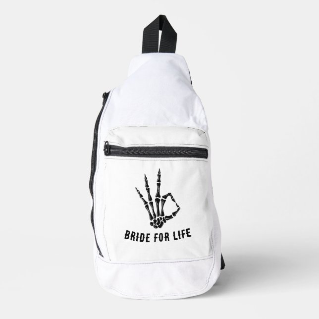 Rockstar Skeleton Bride Squad Bachelorette Party  Sling Bag (Front)