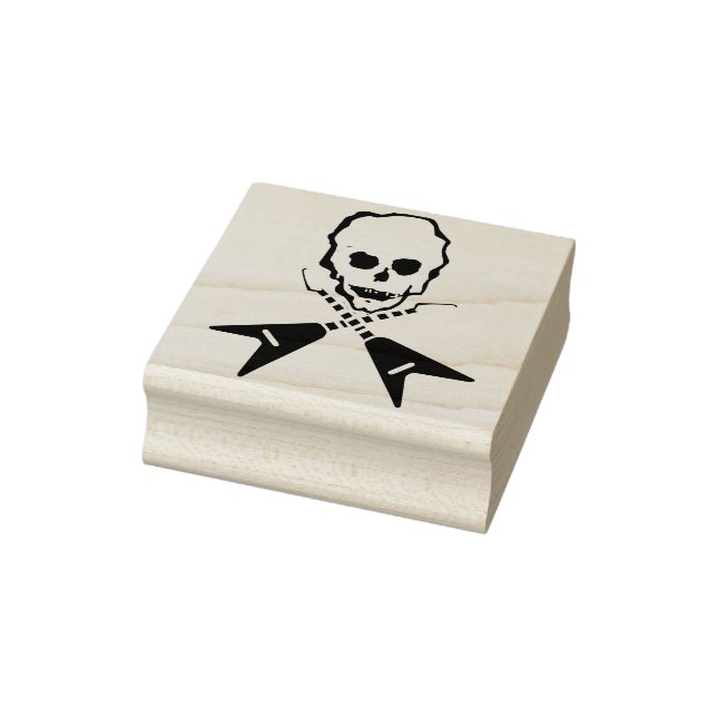 Rockstar skull crossbones illustration art stamp (Stamp)