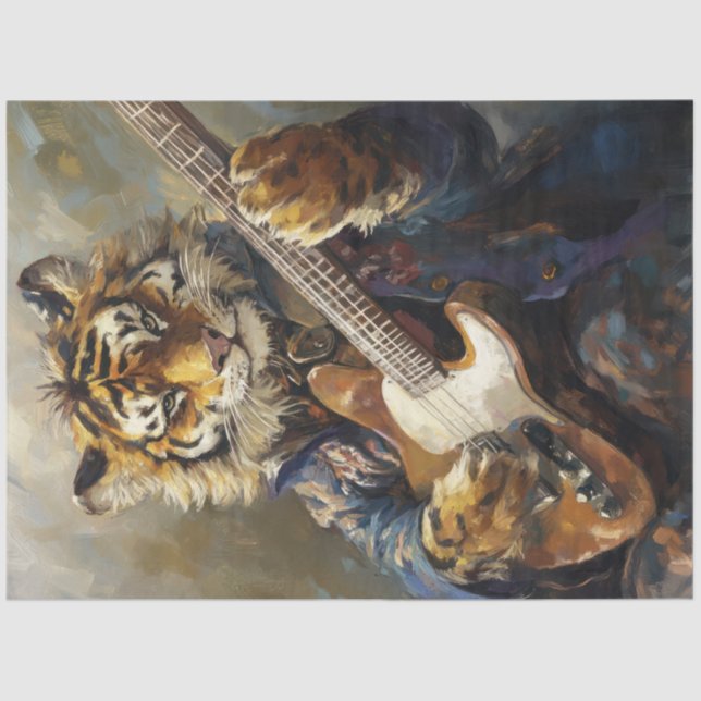 Rockstar Tiger Animal Art Decoupage Tissue Paper (Front)