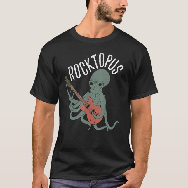 Rocktopus Cute Octopus Playing Rock Guitar   Vinta T-Shirt (Front)