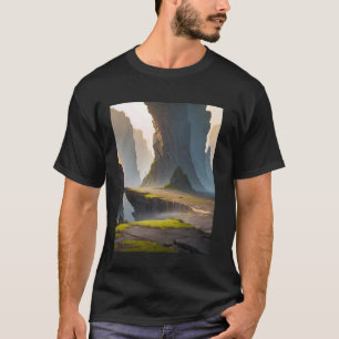 Rocky Area Cliff Moss Mist Shadow Valley T-Shirt