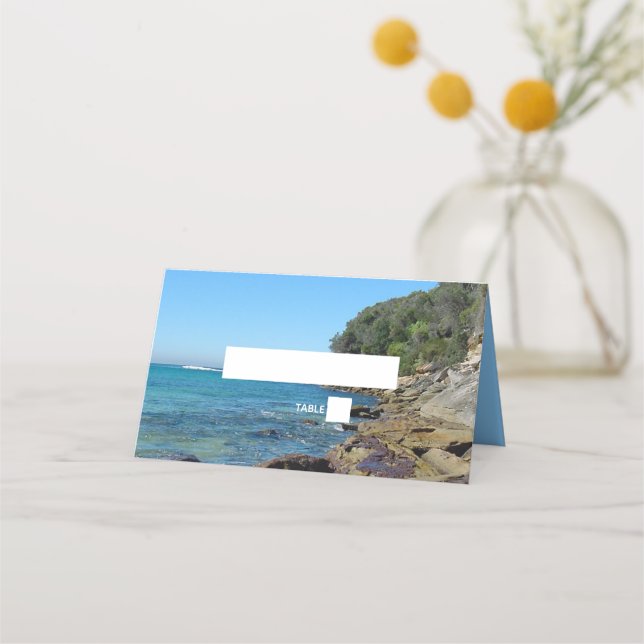 Rocky Beach Wedding Place Card (Front)