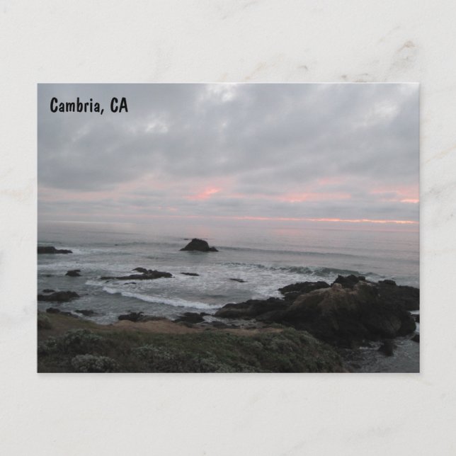 Rocky Cambria, California,  Coastline at Sunset Postcard (Front)