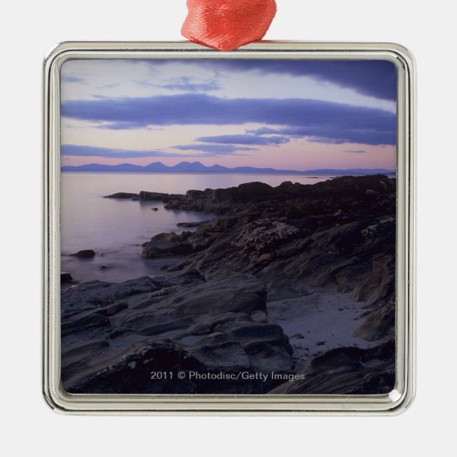 Rocky Coast at Sunset in Kintyre, Argyll, Scotland Metal Ornament (Front)