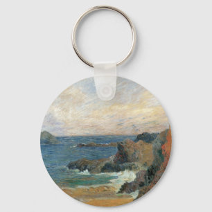 Rocky Coast by Paul Gauguin, Vintage Impressionism Keychain