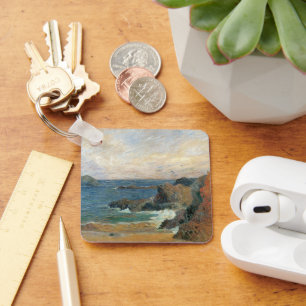 Rocky Coast by Paul Gauguin, Vintage Impressionism Keychain