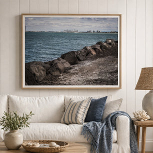 Rocky Coastal Breakwater Ocean View Poster