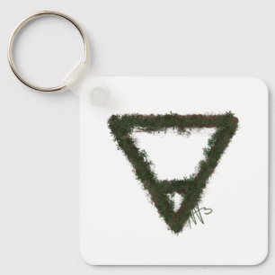 Rocky Earth Element Alchemy Symbol Metal Keychain