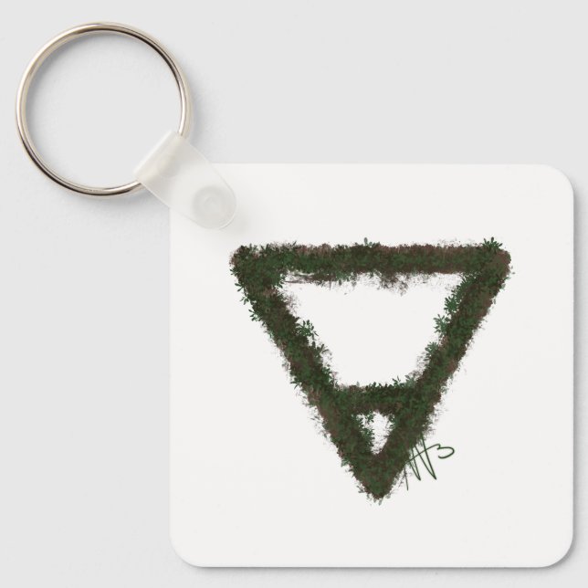 Rocky Earth Element Alchemy Symbol Metal Keychain (Front)