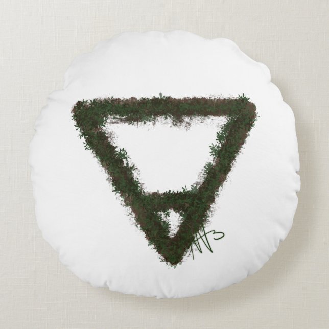 Rocky Earth Element Alchemy Symbol Round Pillow (Front)