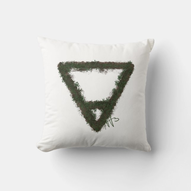 Rocky Earth Element Alchemy Symbol Throw Pillow (Front)