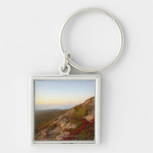 Rocky Hillside, Red Flowers, Acadia National Park Keychain