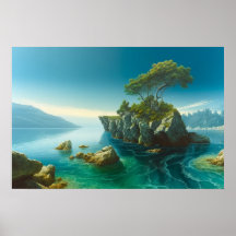 Rocky island on the lake