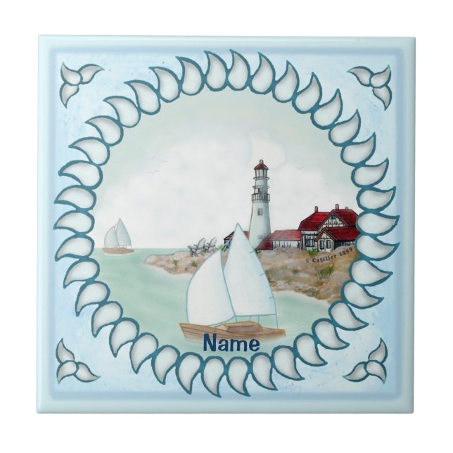 Rocky Lighthouse  Tile (Front)