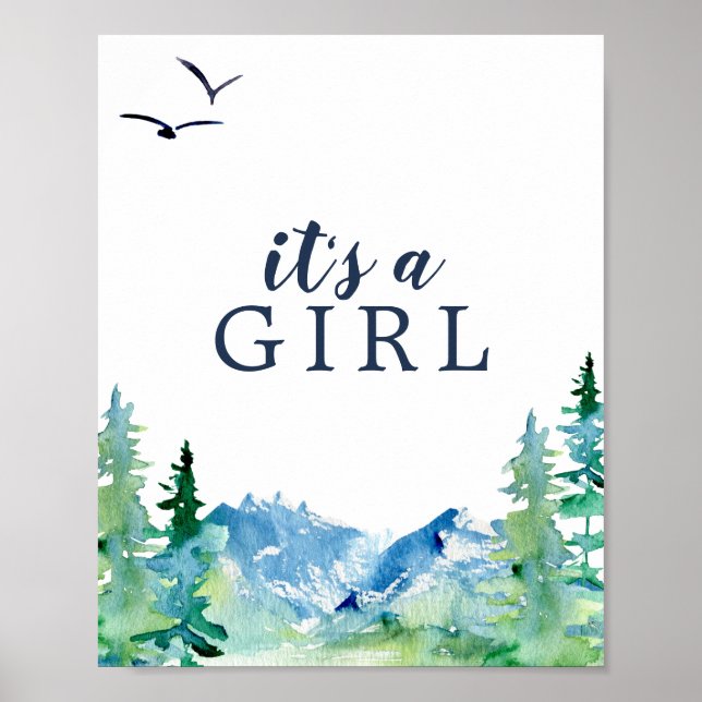 Rocky Mountain Baby Shower It's a Girl Sign (Front)