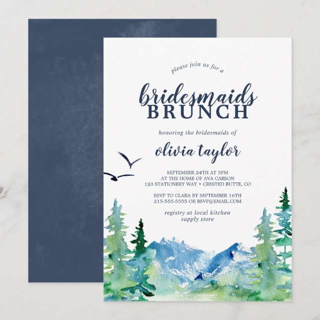 Rocky Mountain Bridesmaids Brunch Invitation (Front/Back)