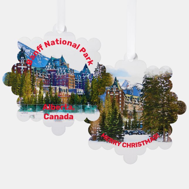 Rocky Mountain Castle - Banff Canada Ornament Card (Front/Back)