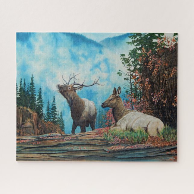 Rocky Mountain Elk, bull elk bugling Jigsaw Puzzle (Horizontal)