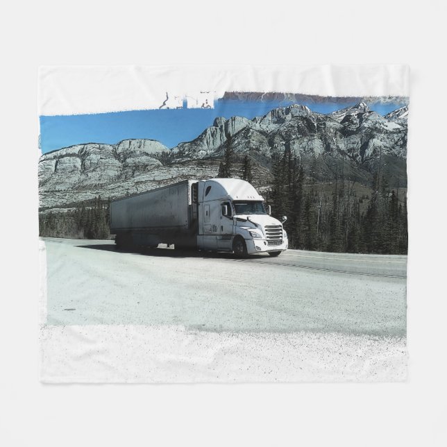 Rocky Mountain Hauler - Freight Truck Driver Fleece Blanket (Front (Horizontal))