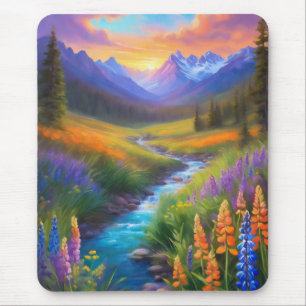 Rocky Mountain Heaven Spring Meadow Colorful  Mouse Pad