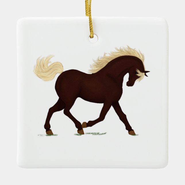 Rocky Mountain Horse Personalized Equine Christmas Ceramic Ornament (Front)