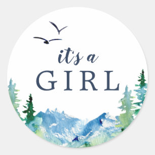 Rocky Mountain It's A Girl Baby Shower Sticker