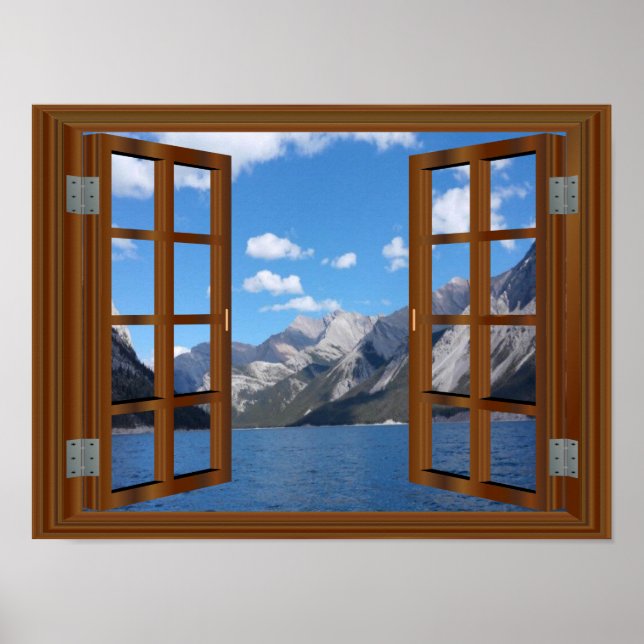 Rocky Mountain Lake 🍂 Fake Window Frame  Poster (Front)