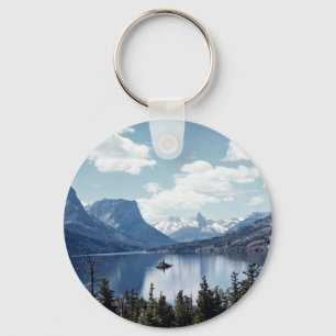 Rocky Mountain lake view, Glacier National Park, M Keychain