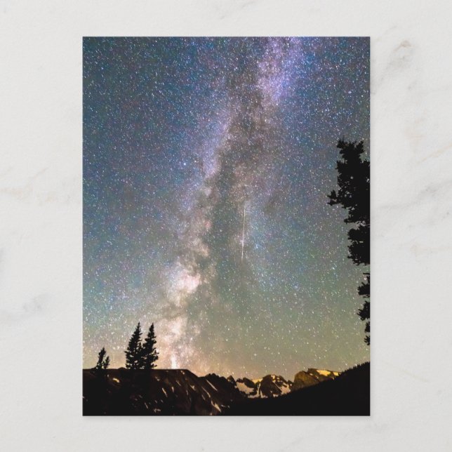 Rocky Mountain Milky Way and Falling Star Postcard (Front)