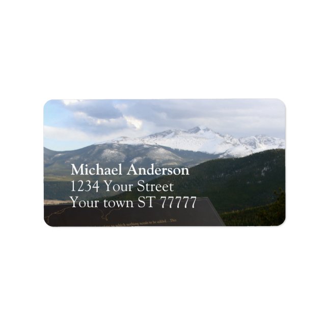 Rocky Mountain National Park Address label (Front)