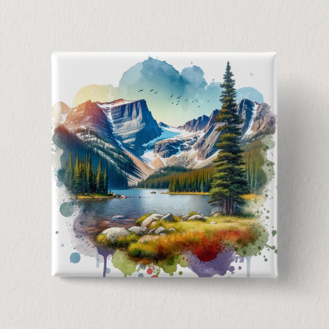 Rocky Mountain National Park Colorado 2 Inch Square Button (Front)