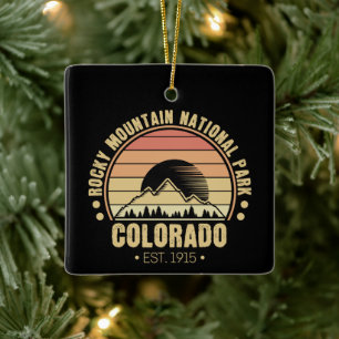 Rocky Mountain National Park Colorado Rerto Ceramic Ornament
