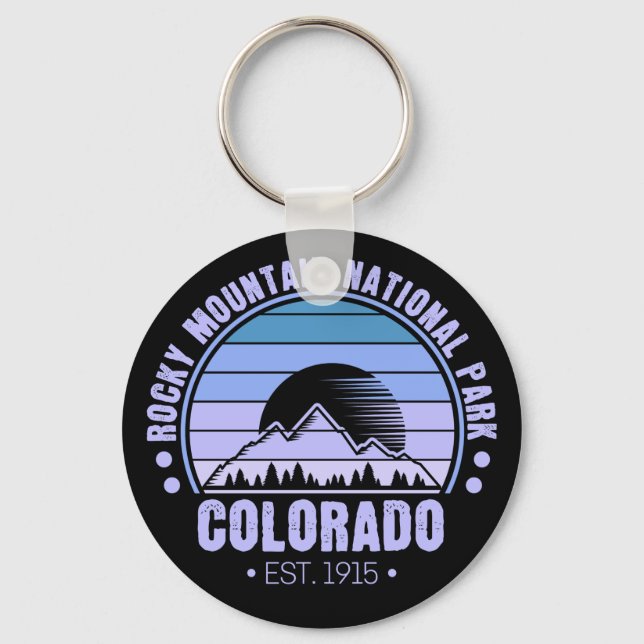 Rocky Mountain National Park Colorado Retro Keychain (Front)