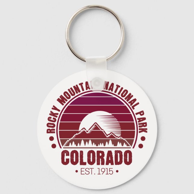 Rocky Mountain National Park Colorado Retro Keychain (Front)