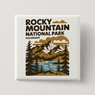 Rocky Mountain National Park Colorado Vintage Art 2 Inch Square Button