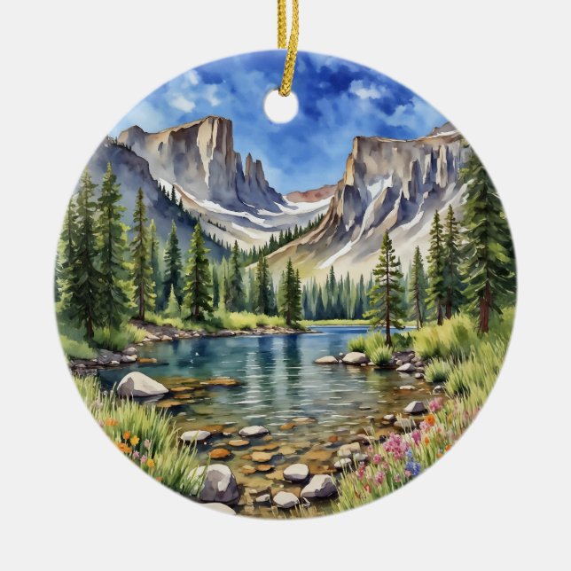Rocky Mountain National Park Dream Lake Ceramic Ornament (Front)