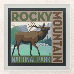 Rocky Mountain National Park Elk Glass Coaster
