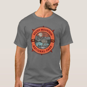 Rocky Mountain National Park Elk Retro Compass T-Shirt