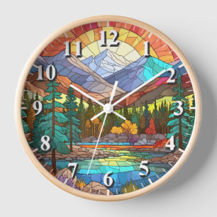Rocky Mountain National Park Faux Stained Glass Clock