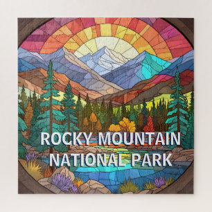 Rocky Mountain National Park Faux Stained Glass Jigsaw Puzzle