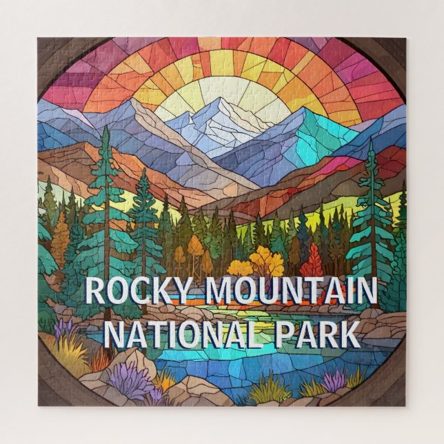 Rocky Mountain National Park Faux Stained Glass Jigsaw Puzzle (Vertical)
