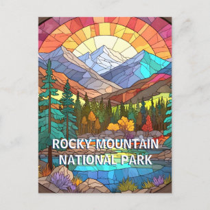 Rocky Mountain National Park Faux Stained Glass Postcard