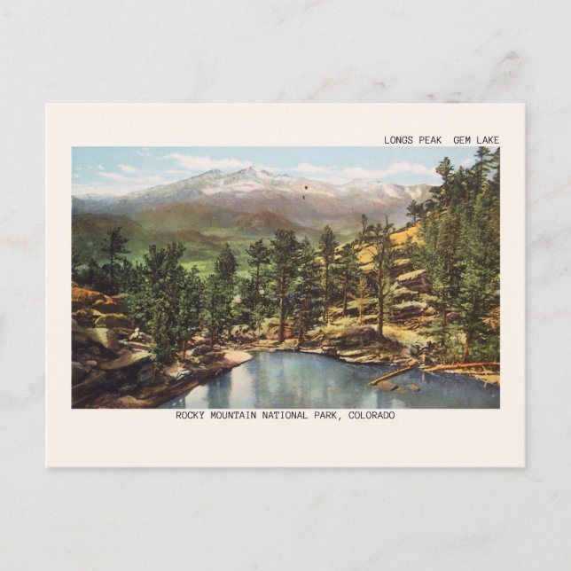 Rocky Mountain National Park Longs Peak Gem Lake  Postcard (Front)