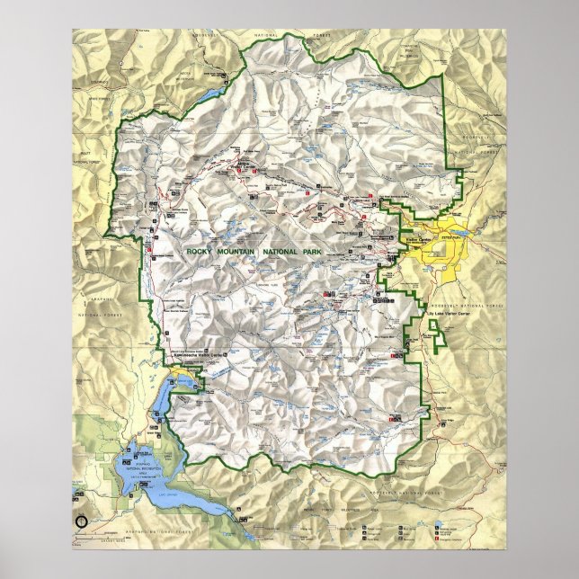 Rocky Mountain National Park Map Poster (Front)